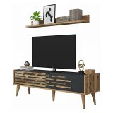 Porta TV noce e antracite 140x45x35h cm 2 ante - Arsiero