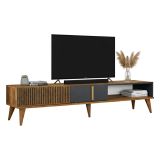 Porta TV noce e antracite 180x35x40h cm 2 ante e 1 cassetto - Jakuchu