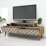 Porta TV noce e bianco 140x41x48h cm modulabile - Arnara