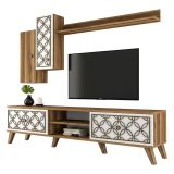 Porta TV noce e bianco 180x35x44h cm 4 ante - Nunzia