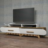 Porta TV noce e bianco 205x36x50h cm 2 ante - Massima