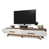 Porta TV noce e bianco 205x36x50h cm 2 ante - Massima