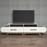 Porta TV noce e bianco 205x36x50h cm 2 ante - Massima