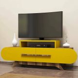 Porta TV noce e giallo 145x36x49h cm 2 ante - Nesatm