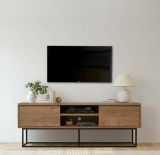 Porta TV noce e nero 140x40x50h cm 2 ante e 2 cassetti - Corinna