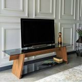 Porta TV noce e nero 158x40x45h cm in legno - Amorosi