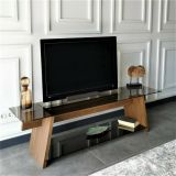 Porta TV noce e nero 158x40x45h cm in legno - Amorosi