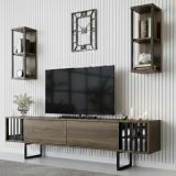 Porta TV noce e nero 180x30x48h cm 2 ante - Iva