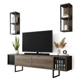 Porta TV noce e nero 180x30x48h cm 2 ante - Iva