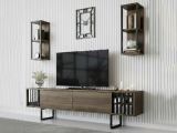 Porta TV noce e nero 180x30x48h cm 2 ante - Iva