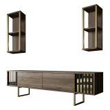 Porta TV noce e nero 180x30x48h cm modulabile - Artinay