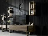 Porta TV noce e nero 180x30x48h cm modulabile - Artinay