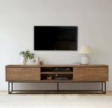 Porta TV noce e nero 180x40x50h cm in legno - Corinna