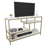 Porta TV oro e bianco 120x39x75h cm in legno - Ivette
