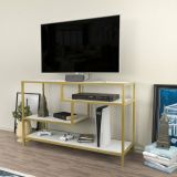 Porta TV oro e bianco 120x39x75h cm in legno - Ivette