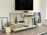 Porta TV oro e bianco 120x39x75h cm in legno - Ivette