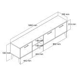 Porta TV quercia 180x35x53h cm 3 ante - Brugine