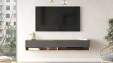 Porta TV quercia e antracite 180x31x29h cm 2 ante - Compasso