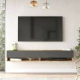 Porta TV quercia e antracite 180x31x29h cm 2 ante - Compasso