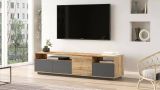 Porta TV quercia e antracite 180x44x44h cm 4 ante - Axi