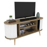 Porta TV quercia e bianco 140x43x64h cm 2 ante - Bailu