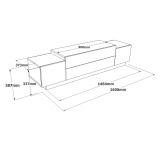 Porta TV quercia e bianco 160x37x38h cm 2 ante - Baiano