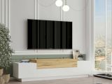 Porta TV quercia e bianco 160x37x38h cm 2 ante - Baiano