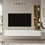 Porta TV quercia e bianco 174x27x25h cm 3 ante - Giusi