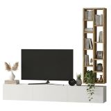 Porta TV quercia e bianco 174x27x25h cm 3 ante - Giusi
