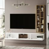 Porta TV quercia e bianco 174x27x25h cm 3 ante - Giusi
