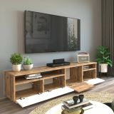 Porta TV quercia e bianco 180x44x44h cm 3 ante - Axi
