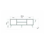 Porta TV quercia e multicolore 140x40x50h cm 2 ante - Enrica
