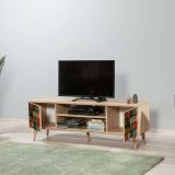 Porta TV quercia e multicolore 140x40x50h cm 2 ante - Enrica