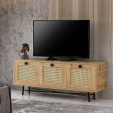 Porta TV quercia e nero 140x40x60h cm 3 ante - Assemini