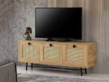 Porta TV quercia e nero 140x40x60h cm 3 ante - Assemini