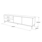Porta TV quercia e nero 170x35x46h cm 2 ante e 1 cassetto - Ballao