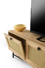 Porta TV quercia e nero 180x40x60h cm 2 ante e 2 cassetti - Apollinare