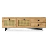 Porta TV quercia e nero 180x40x60h cm 2 ante e 2 cassetti - Apollinare