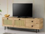 Porta TV quercia e nero 180x40x60h cm 2 ante e 2 cassetti - Apollinare