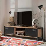 Porta TV quercia e nero 180x45x50h cm 2 ante - Cyprien