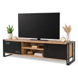 Porta TV quercia e nero 180x45x50h cm 2 ante - Cyprien