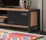Porta TV quercia e nero 180x45x50h cm 2 ante - Cyprien