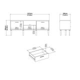 Porta TV rovere 147x39x56h cm 2 ante e 1 cassetto - elie