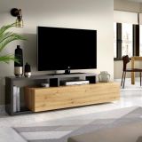 Porta TV rovere nodi e antracite 165x40x46h cm modulabile - Argon