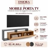 Porta TV rovere nodi e antracite 165x40x46h cm modulabile - Argon