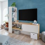 Porta TV rovere nodi e bianco lucido 178x43x136h cm in legno - Isa