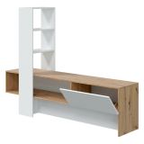 Porta TV rovere nodi e bianco lucido 178x43x136h cm in legno - Isa