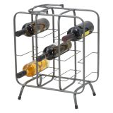 Portabottiglie Grigio Scuro con Maniglia Sfumatura Colore Struttura Scuro, 9 Bottiglie - Safed