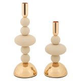 Portacandela Bianco Crema oro set da 2 Colore Struttura oro, Sfumatura Colore Struttura Crema - Aldan
