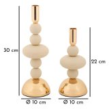 Portacandela Bianco Crema oro set da 2 Colore Struttura oro, Sfumatura Colore Struttura Crema - Aldan
